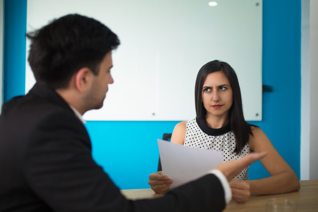 Business meeting with intense discussion